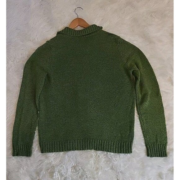 ST‎ JOHNS BAY XL Womens Sweater Forest Green Knit Long Sleeve V Neck Collared - Picture 8 of 8
